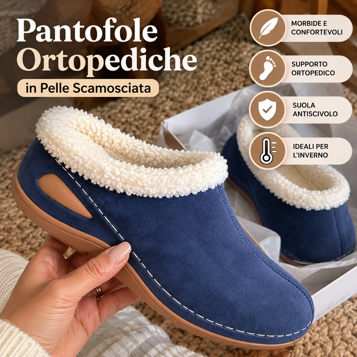 Pantofole Ortopediche in Pelle Scamosciata - Aiutano a Migliorare la Postura